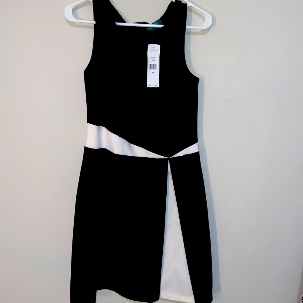 NWT black Ralph Lauren dress with white accents